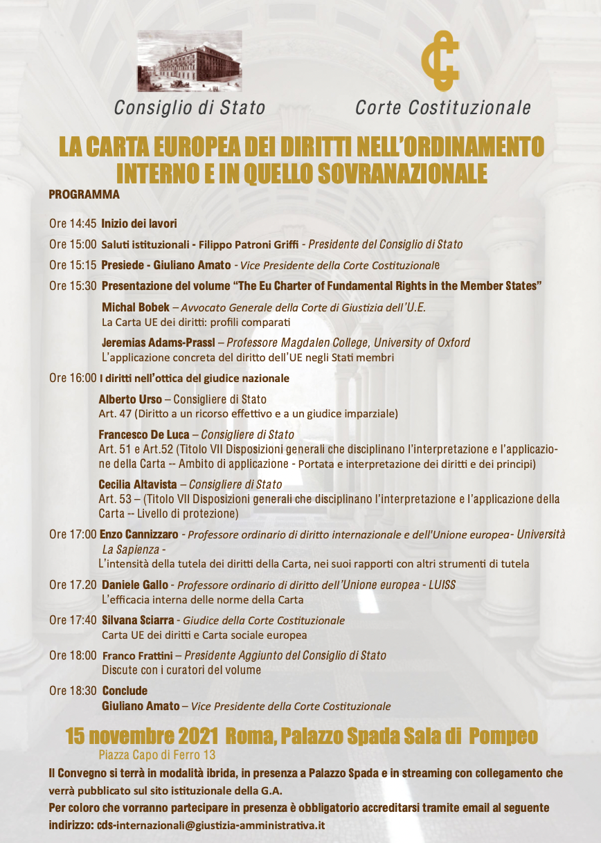 La Carta europea dei diritti nell&rsquo;ordinamento interno e in quello sovranazionale